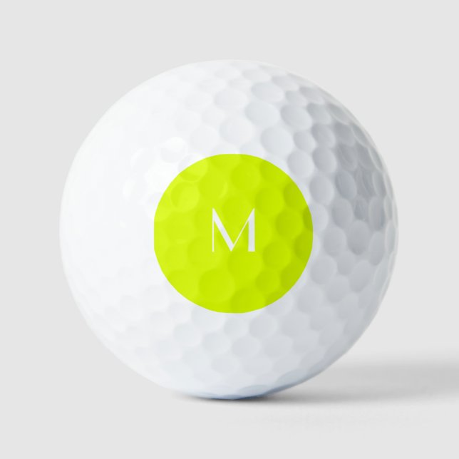 Pelotas De Golf amarillo fluorescente - monograma blanco (Anverso)