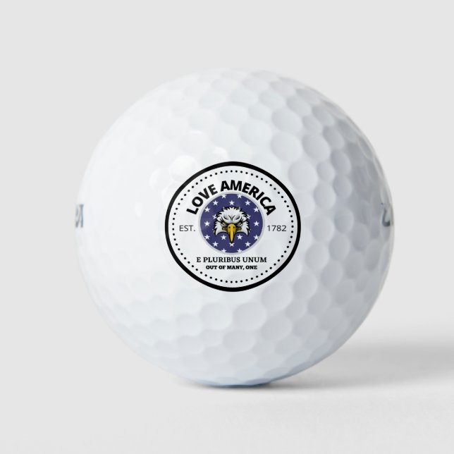 Pelotas De Golf American Eagle E Pluribus Unum - Love America (Anverso)