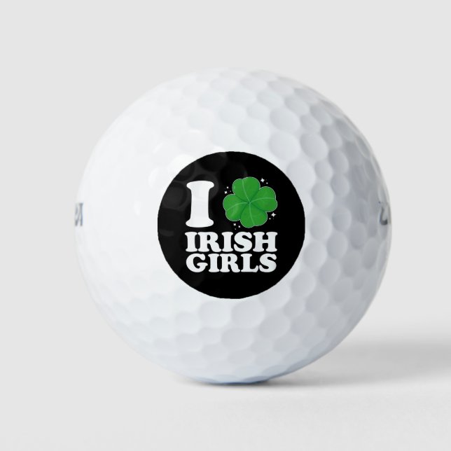 Pelotas De Golf Amo a los Chicas irlandeses Shamrock Heart St Patr (Anverso)