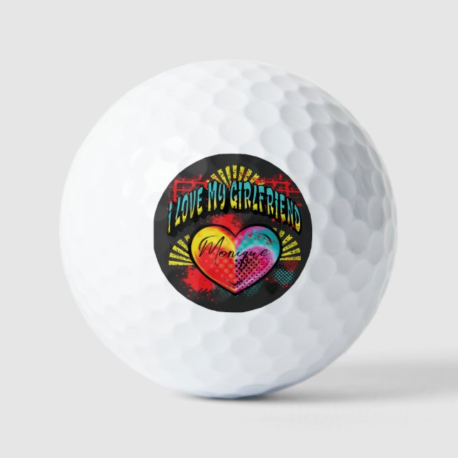 Pelotas De Golf Amo Mi Novia Graffiti Nombre Personalizado (Anverso)