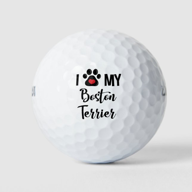 Pelotas De Golf Amo mi Terrier de Boston (Anverso)