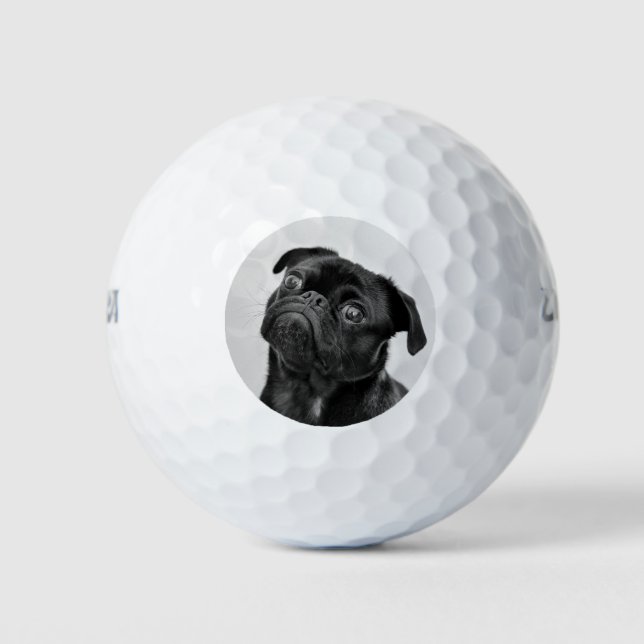 Pelotas De Golf Añadir tu foto pug perro negro blanco (Anverso)