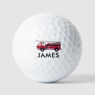 Pelotas De Golf Añadir tu nombre camión de bomberos rojos personal