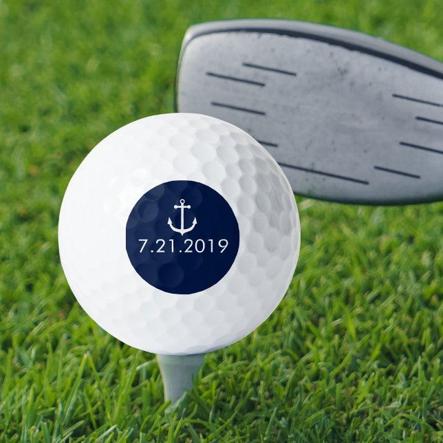 Pelotas De Golf Anclaje blanco náutico Tu texto/fecha Personalizad (Subido por el creador)