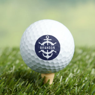 Pelotas De Golf Anclaje de nombre personalizado náutico azul oscur