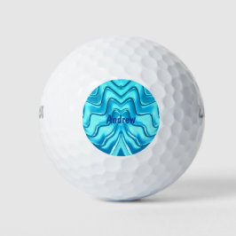 Pelotas De Golf ANDREW ~ OLAS Aqua Blue Shades fractal ~ lindo~