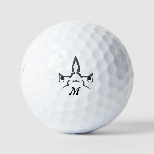 Pelotas De Golf Angry Hammerhead Shark Line Art (Anverso)