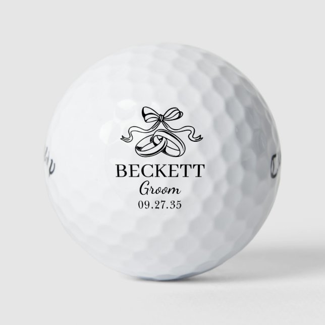 Pelotas De Golf Anillos de Boda del Novio (Anverso)