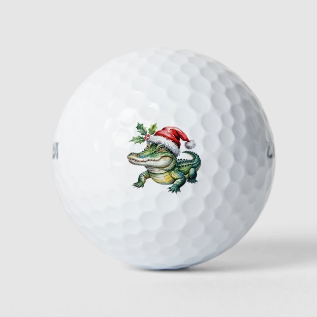 Pelotas De Golf Animales de Cocodrilo-Caimán Navideños de Moda (Anverso)