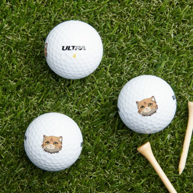 Pelotas De Golf Anime Cat Face (Césped in situ)