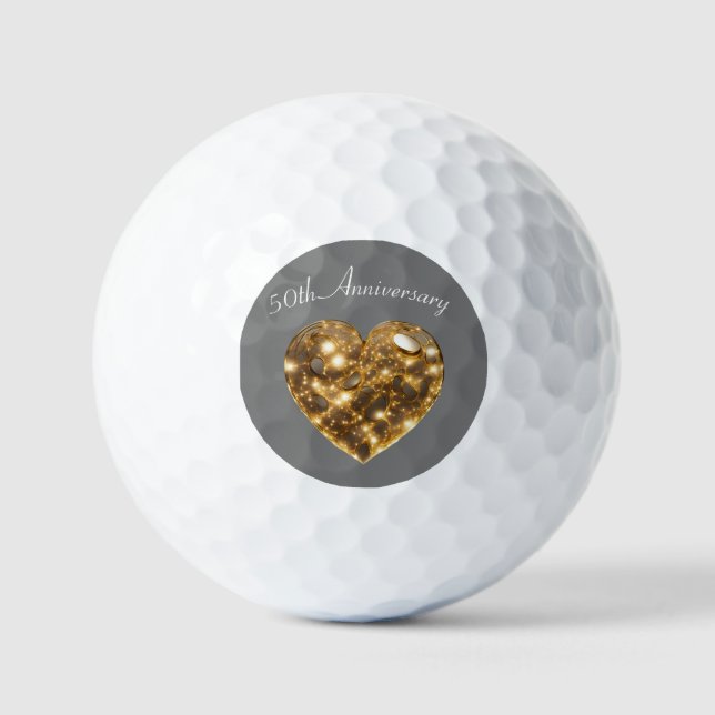 Pelotas De Golf Aniversario del Boda de Oro (Anverso)