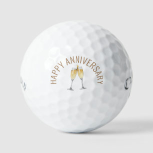 Pelotas De Golf Aniversario feliz: Llamada a la tostada de champag