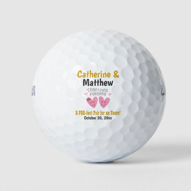 Pelotas De Golf Aniversario juntos por siempre Personalizado coraz