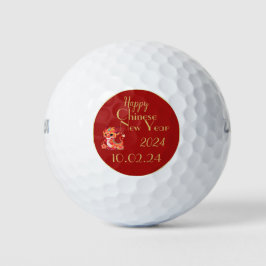 Pelotas De Golf Año nuevo chino, año del dragón, rojo y oro