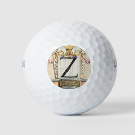 PELOTAS DE GOLF ANTIGÜEDAD DE CALIGRAFÍA ALPHABET Z