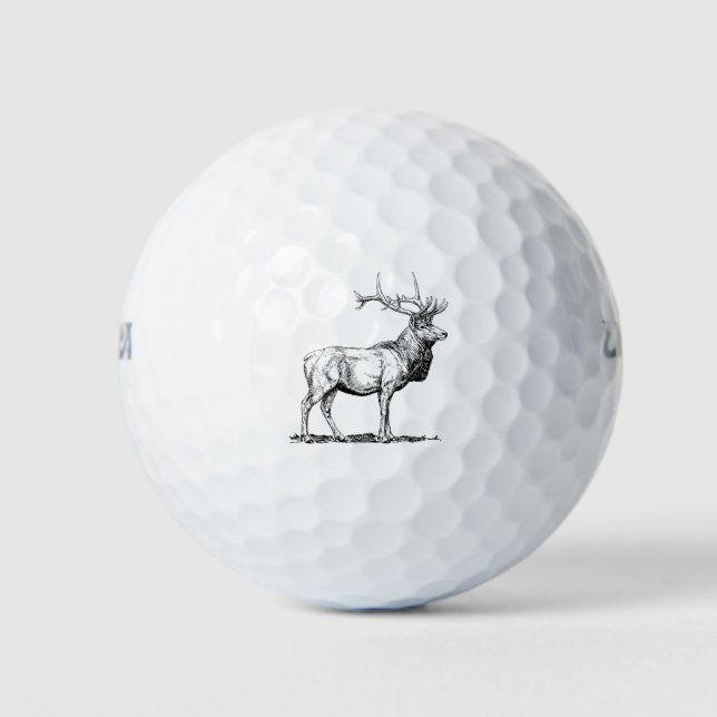 Pelotas De Golf Antlers De Caza De Animales Elk Moose Deer Head (Anverso)