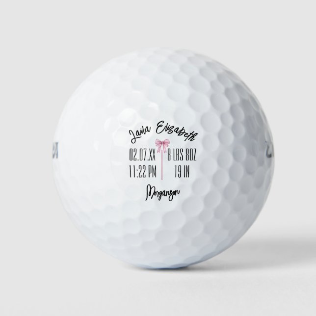 Pelotas De Golf Anuncio de nacimiento personalizado de estadística (Anverso)