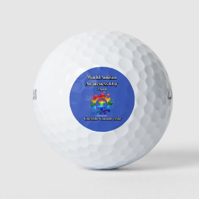 Pelotas De Golf Apreciar la Neurodiversidad. Día Mundial de Concie (Anverso)