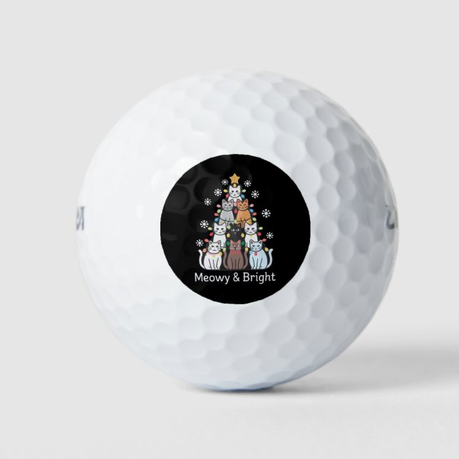 Pelotas De Golf Árbol de Navidad Gatos Meowy Brillante Navidad (Anverso)