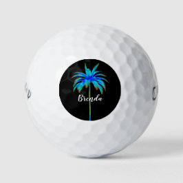 Pelotas De Golf Árbol de palmas azul turquesa tropical personaliza