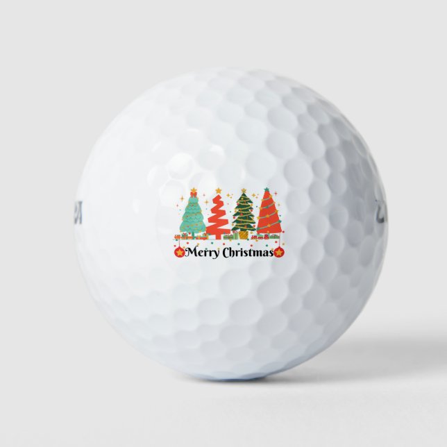Pelotas De Golf Árboles de Navidad Feliz Navidad (Anverso)