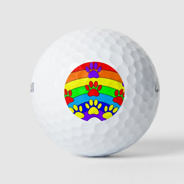 Pelotas De Golf Arcoiris con pinturas de perros (Anverso)