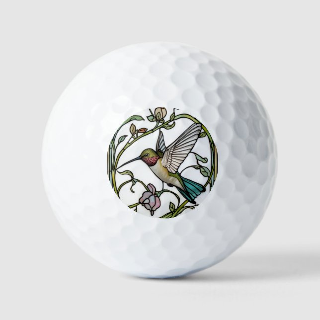 Pelotas De Golf Arte botánico boho chic de colibrí elegante (Anverso)