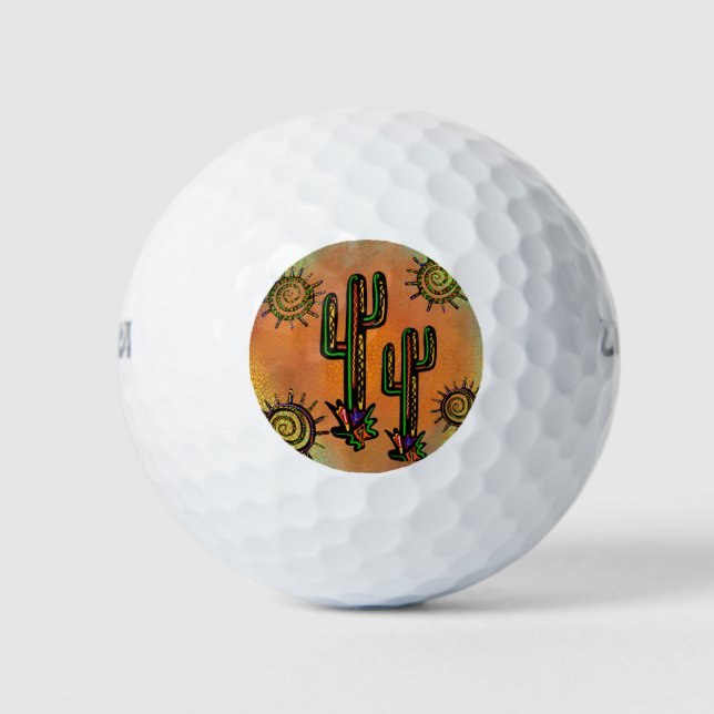 PELOTAS DE GOLF ARTE CACTUS DEL SUROESTE (Anverso)