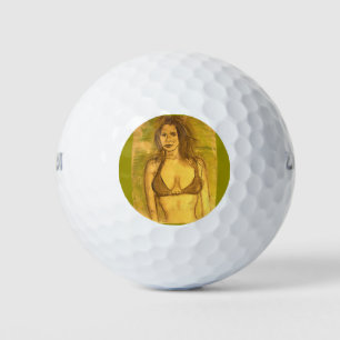 Pelotas De Golf arte chica bikini