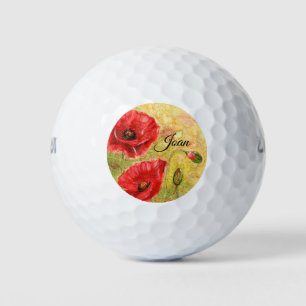 Pelotas De Golf Arte de amapola roja