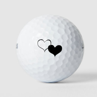 Pelotas De Golf Arte de amor al corazón blanco y negro