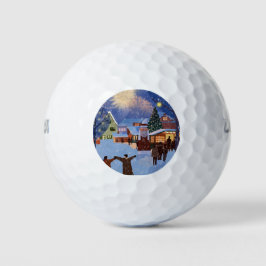 Pelotas De Golf Arte de Celebración de Fuegos Artificiales Navideñ