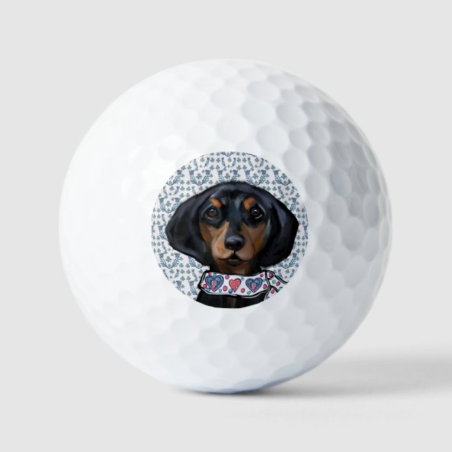 Pelotas De Golf Arte de Dachshund de Navidad     (Anverso)