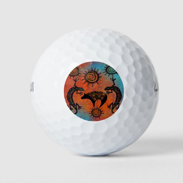 PELOTAS DE GOLF ARTE DE LIZARD DEL SUROESTE (Anverso)