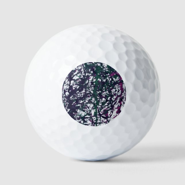 Pelotas De Golf Arte de mármol morado, verde, rosa (Anverso)