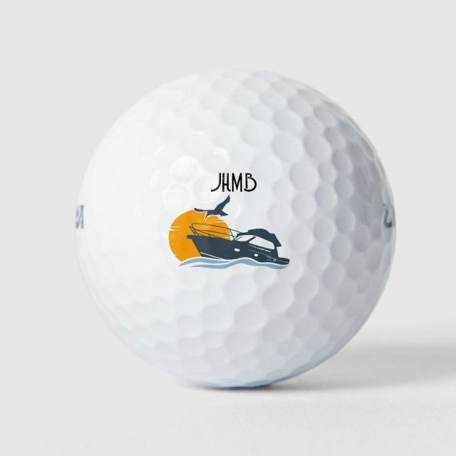 Pelotas De Golf Arte de monograma de barco para navegantes (Anverso)