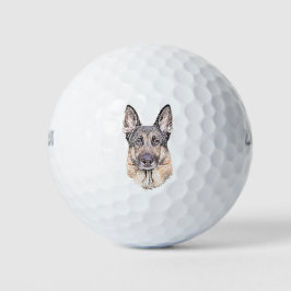 Pelotas De Golf Arte de perro esbozado por pastores alemanes
