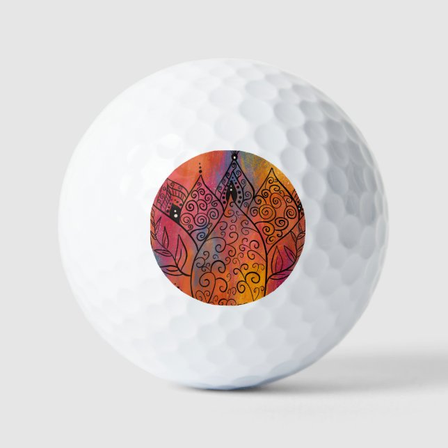 Pelotas De Golf Arte floral de bonito (Anverso)