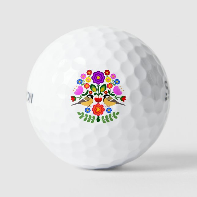 Pelotas De Golf Arte folclórico polaco - patrón de bordado floral  (Anverso)