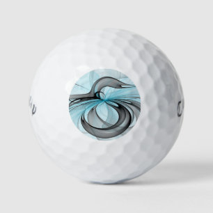 Pelotas De Golf Arte fractal moderno gris antracita abstracto