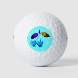 Pelotas De Golf Arte pop con cerezas azules brillantes