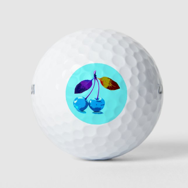 Pelotas De Golf Arte pop con cerezas azules brillantes (Anverso)