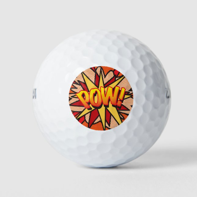Pelotas De Golf Arte Pop de Cómic Superhéroe POW (Anverso)
