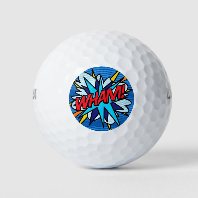 Pelotas De Golf Arte Pop de Cómic WHAM Superhéroe (Anverso)