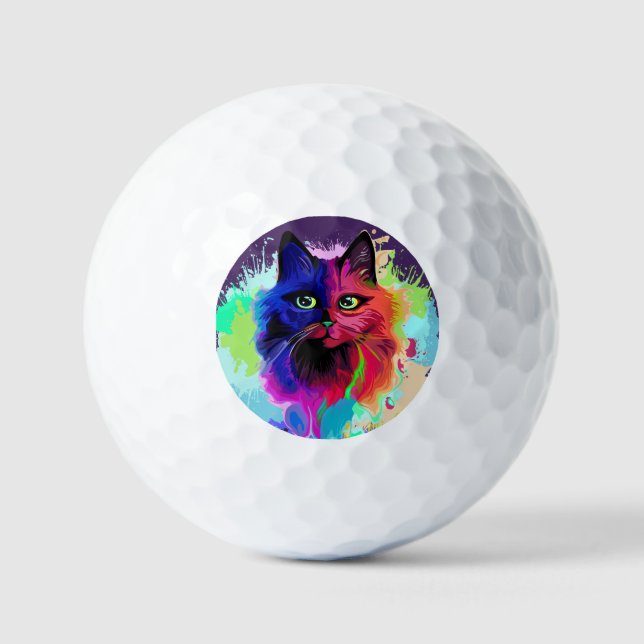 Pelotas De Golf Arte pop psicodélico para gatos (Anverso)