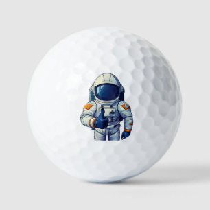 Pelotas De Golf astronauta en traje espacial mostrando pulgar haci