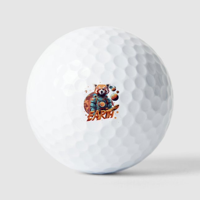 Pelotas De Golf Astronauta panda roja (Anverso)