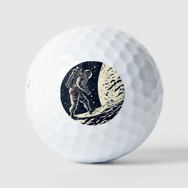 Pelotas De Golf Astronautas de SF en Spacewalk - Woodcut (1) (Anverso)