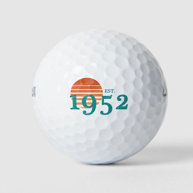 Pelotas De Golf Atardecer de la época de cumpleaños 70 de 1952 (Anverso)