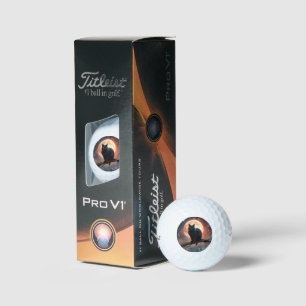 Pelotas De Golf Aterrador Halloween Black Cat Moonlight,